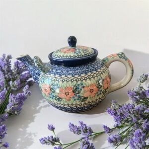 Polish Pottery XL Teapot Unikat Boleslawiec Poland EUC